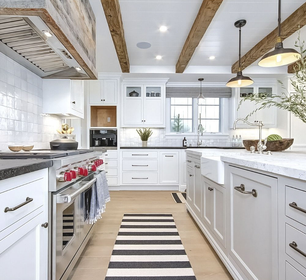 kitchen with ceiling beams