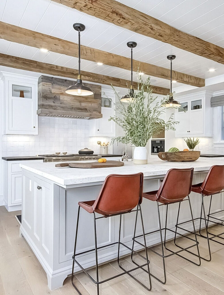 kitchen with ceiling beams