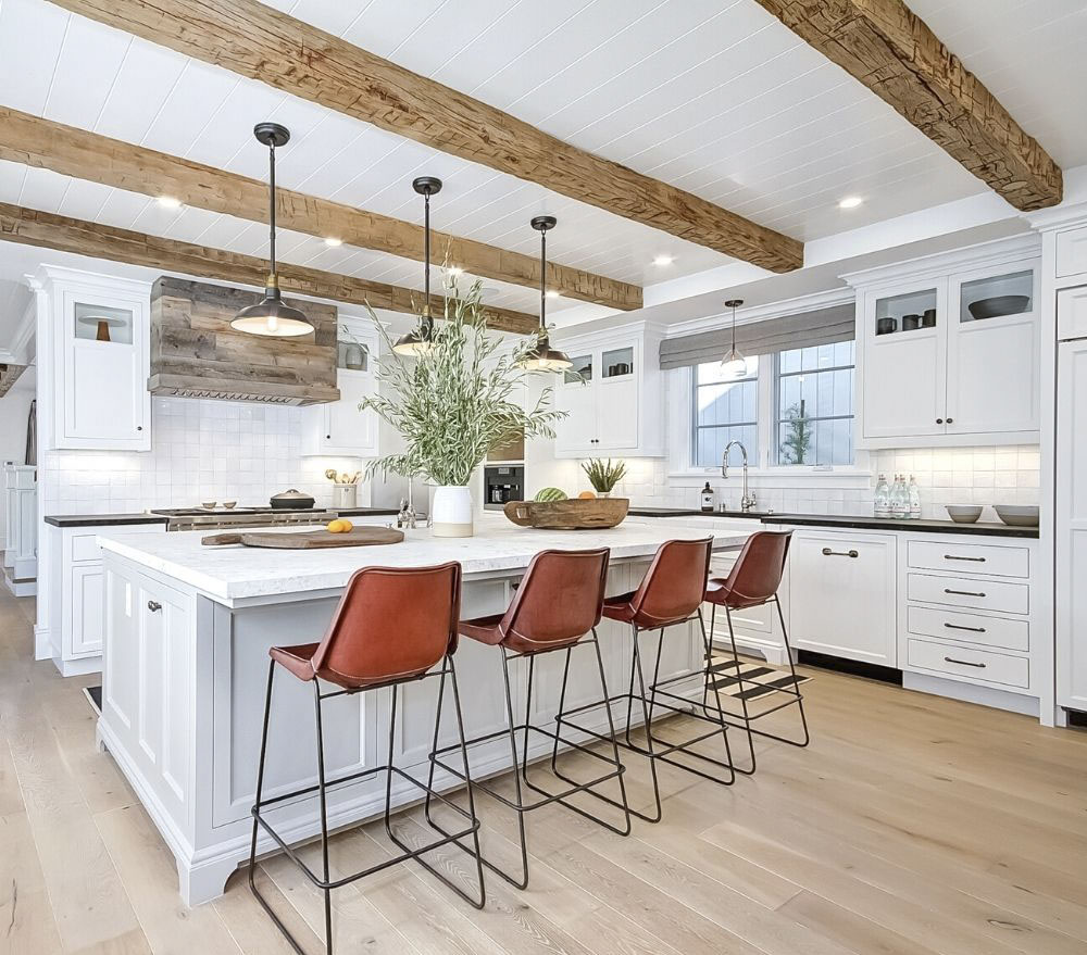 kitchen with ceiling beams