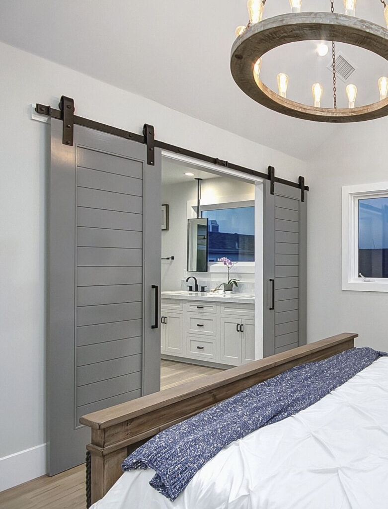 bedroom with farmhouse door